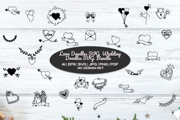 Download 30 Love Doodles SVG | Wedding SVG Bundle - Wedding Collection