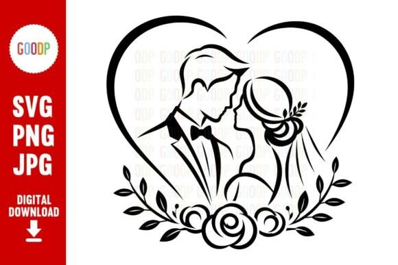 Download Wedding Couple Heart Floral SVG - Wedding Collection