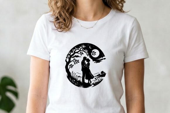 Download Moonlit Couple Silhouette Love Scene - Silhouette love Collection