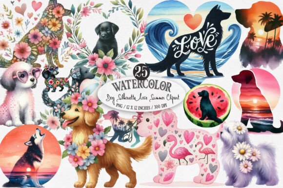 Download Dog Silhouette Love Summer Clipart - Silhouette love Collection